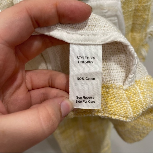 Cabi Yellow Daisy Tweed Blazer Jacket Size Medium Cotton - Picture 7 of 8